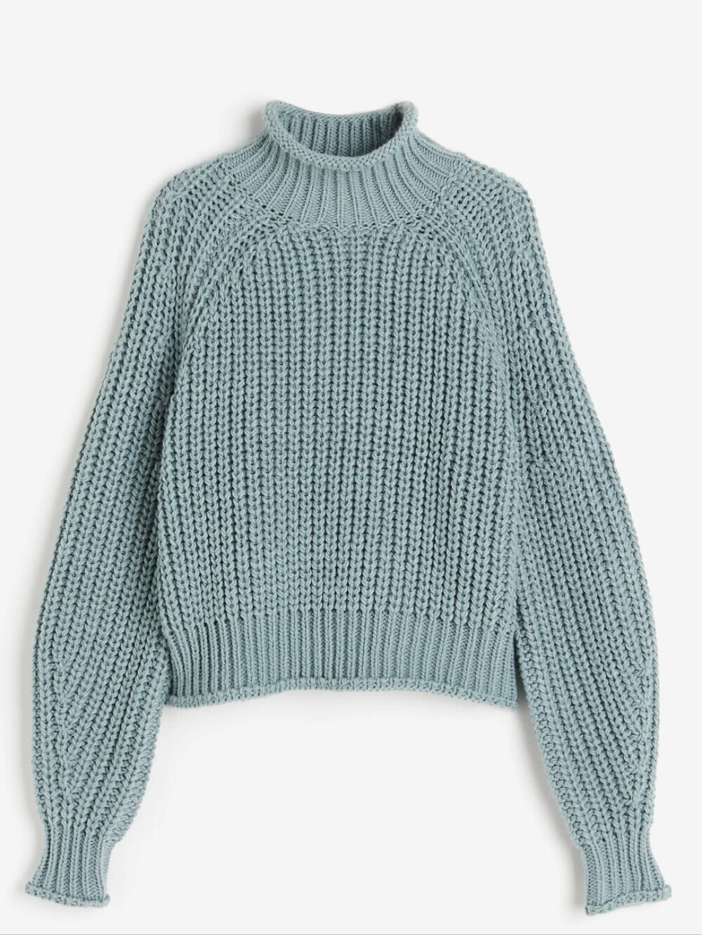 H&M Light Blue Chunky Knit Turtleneck Sweater
